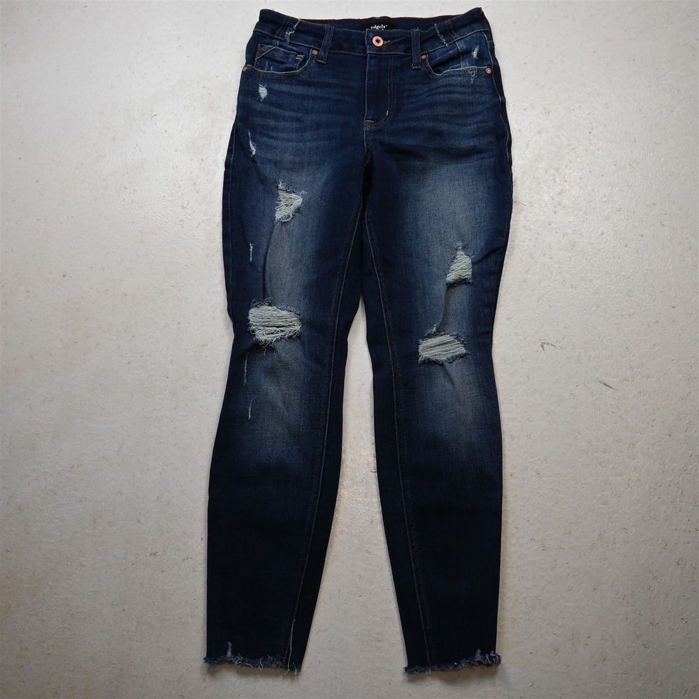Edgely 4 Short Original Fit High Rise Super Skinny Dark Destroyed Stretch Jeans